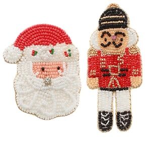 Christmas Santa & Nutcracker Pin Set